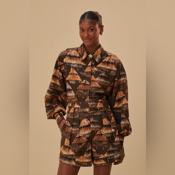 Farm Rio Brown Shuhu Short New with Tags